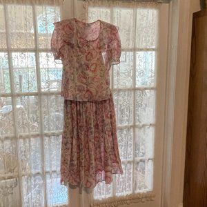 Vintage Laura Ashley Size UK16/US14, Pink Floral    3-Piece Summer Dress